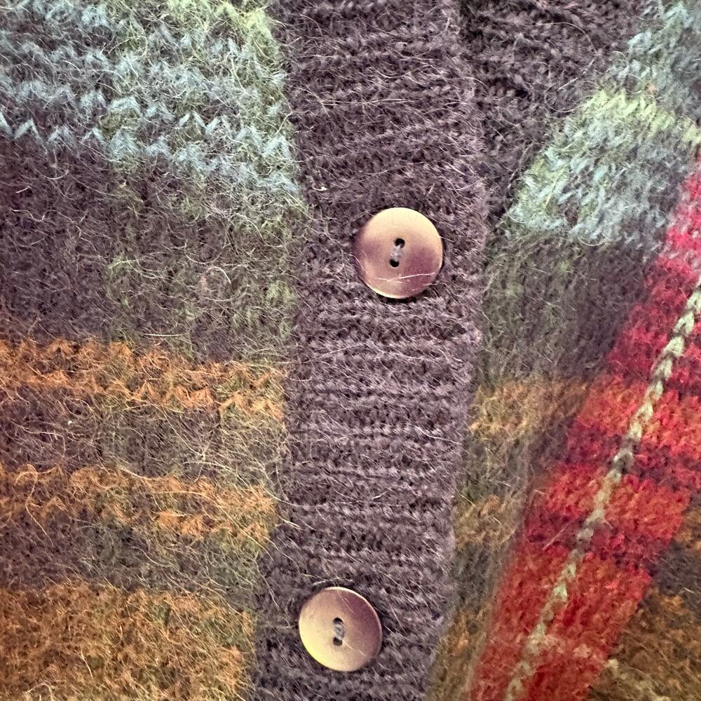 Paul Harris Design Vintage Mohair Blend Cardigan Sweater Plaid Medium - Picture 4 of 5